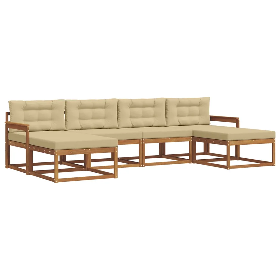 Ensemble de canapés d'extérieur 6 pcs Naturel et Beige - 2