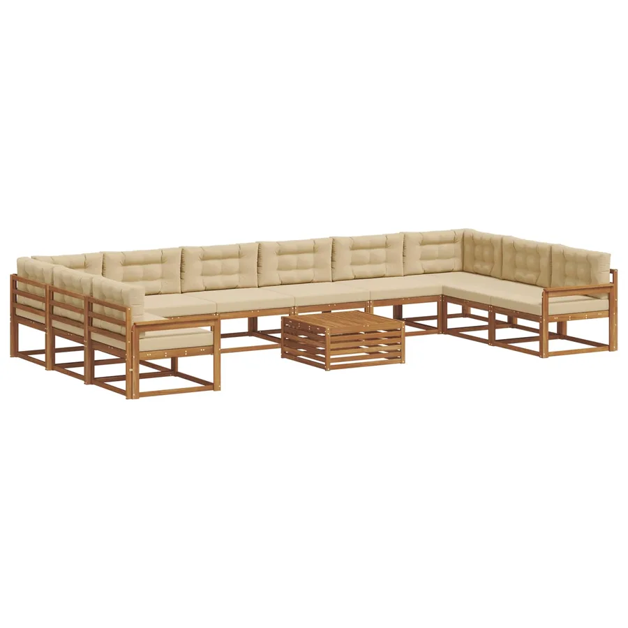 Ensemble de canapés d'extérieur 11 pcs Naturel et Beige - 2