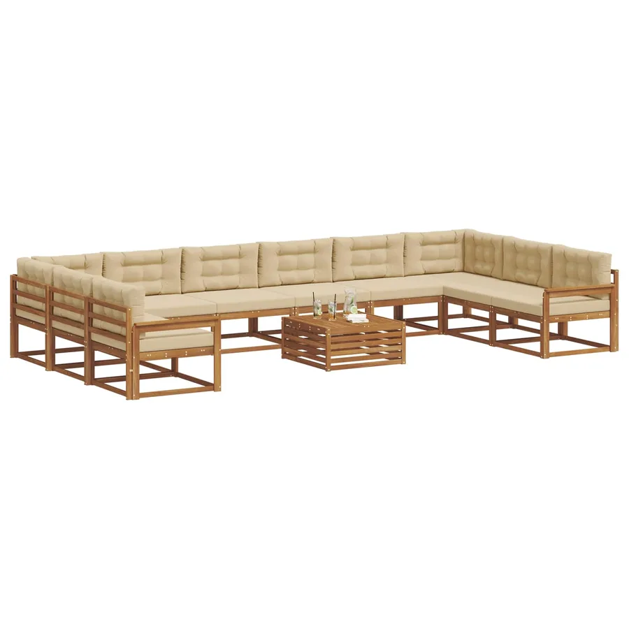 Ensemble de canapés d'extérieur 11 pcs Naturel et Beige - 3