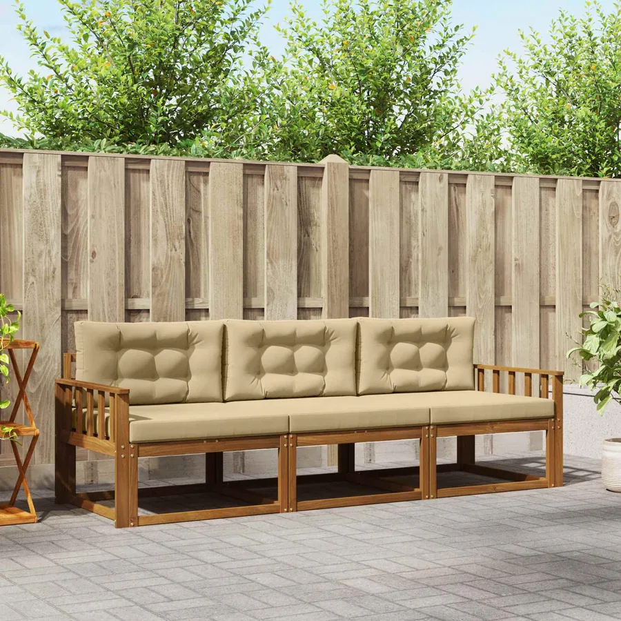Ensemble de canapés d'extérieur 3 pcs Naturel et Beige