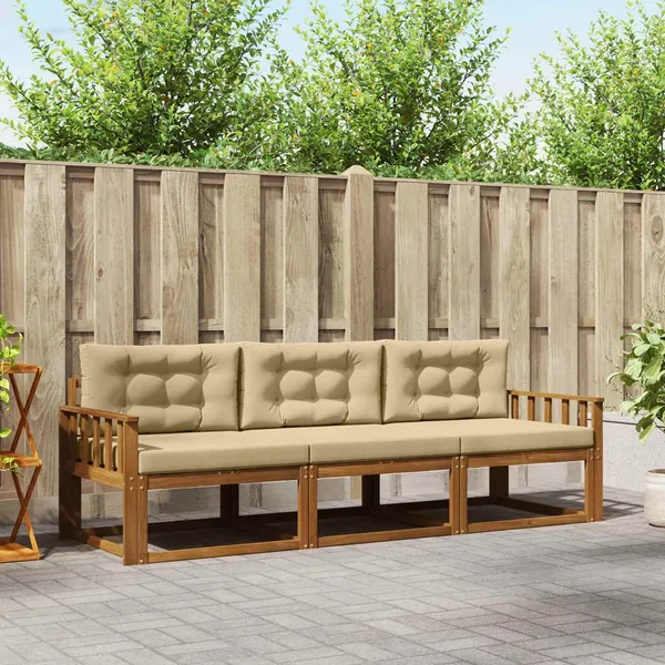 Ensemble de canapés d'extérieur 3 pcs Naturel et Beige