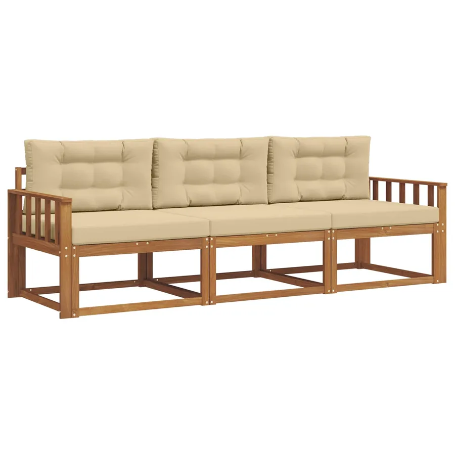 Ensemble de canapés d'extérieur 3 pcs Naturel et Beige - 2