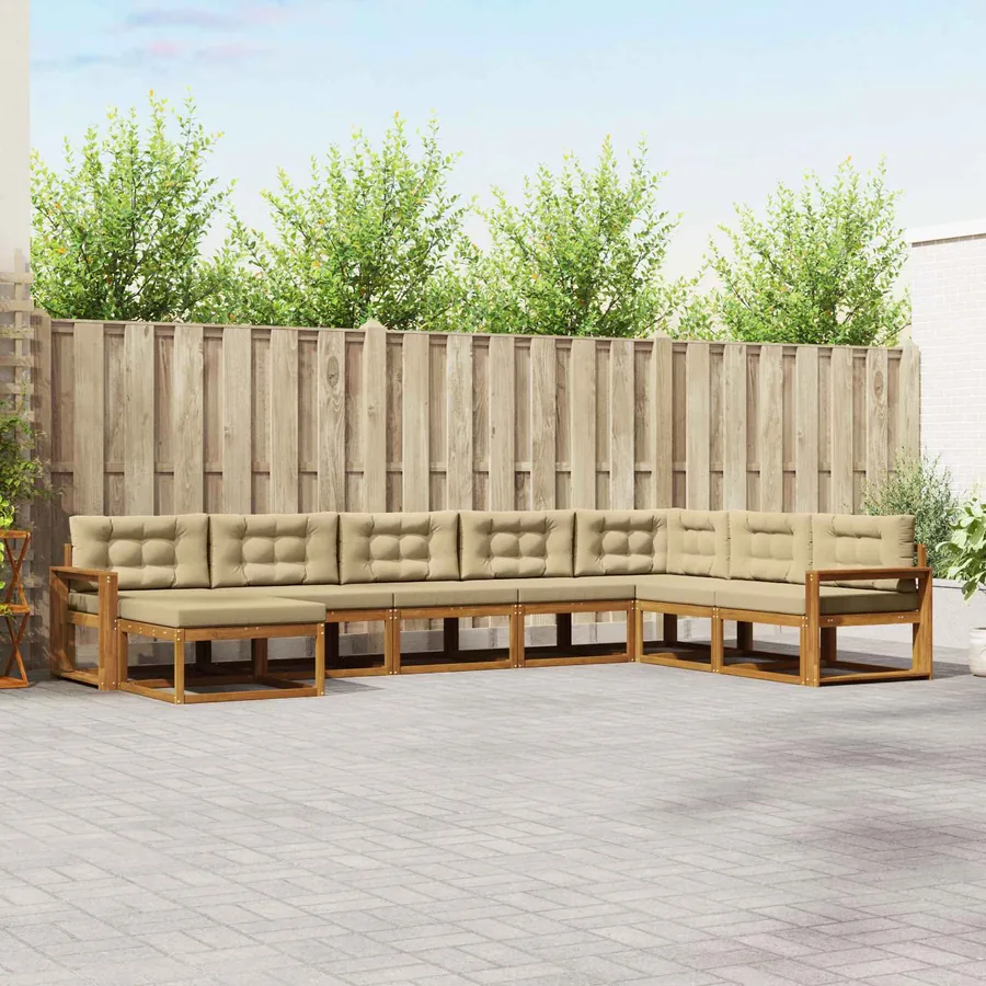 Ensemble de canapés d'extérieur 8 pcs Naturel et Beige