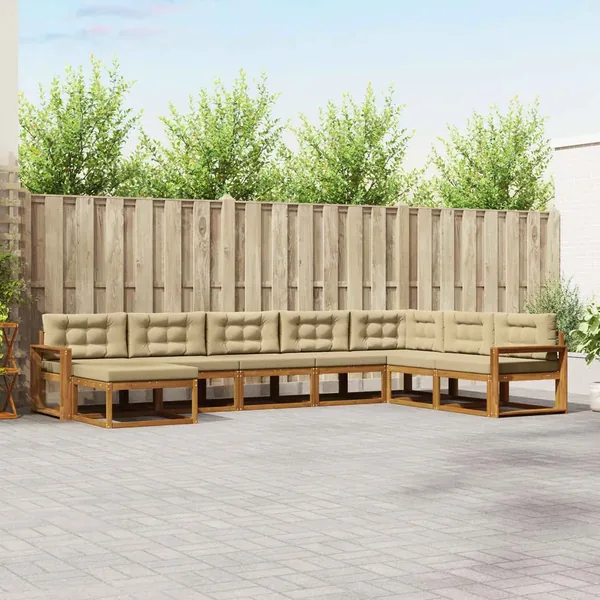 Ensemble de canapés d'extérieur 8 pcs Naturel et Beige