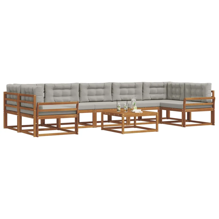Ensemble de canapés d'extérieur 8 pcs Gris Naturel et Clair - 3