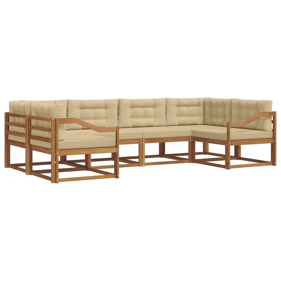 Ensemble de canapés d'extérieur 6 pcs Naturel et Beige - 2