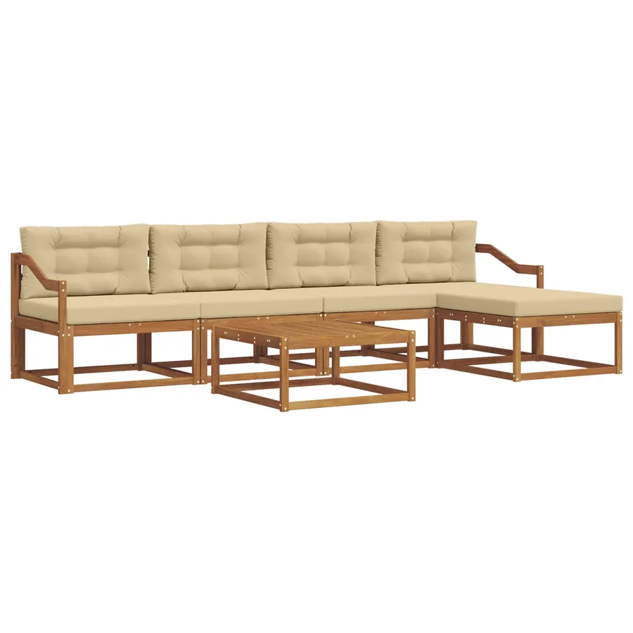 Ensemble de canapés d'extérieur 6 pcs Naturel et Beige - 2