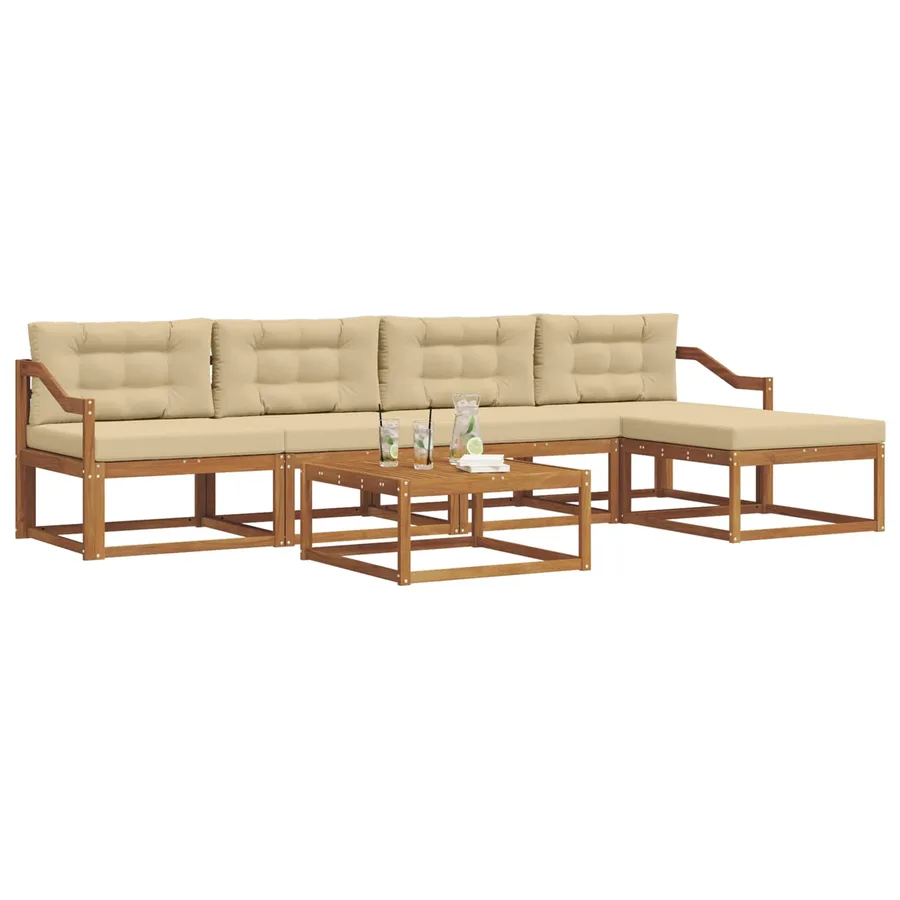 Ensemble de canapés d'extérieur 6 pcs Naturel et Beige - 3