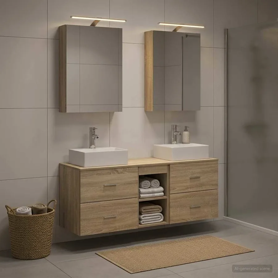 Ensemble de mobilier de salle de bain 5 pcs Chêne Sonoma