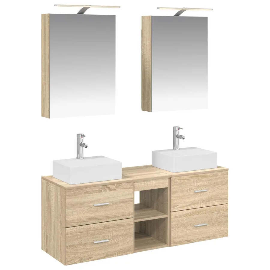 Ensemble de mobilier de salle de bain 5 pcs Chêne Sonoma - 2