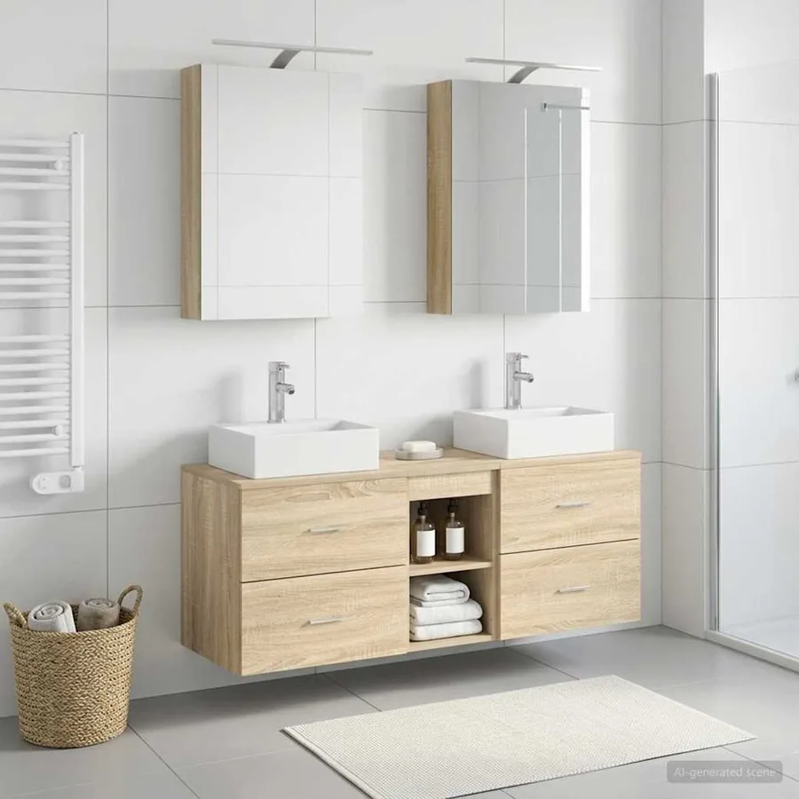 Ensemble de mobilier de salle de bain 5 pcs Chêne Sonoma - 4