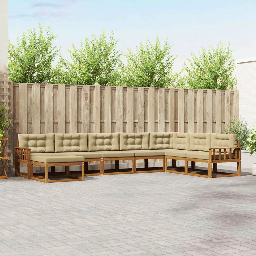 Ensemble de canapés d'extérieur 8 pcs Naturel et Beige