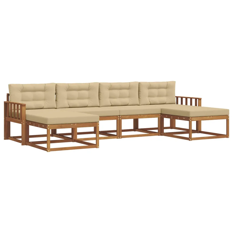 Ensemble de canapés d'extérieur 6 pcs Naturel et Beige - 2