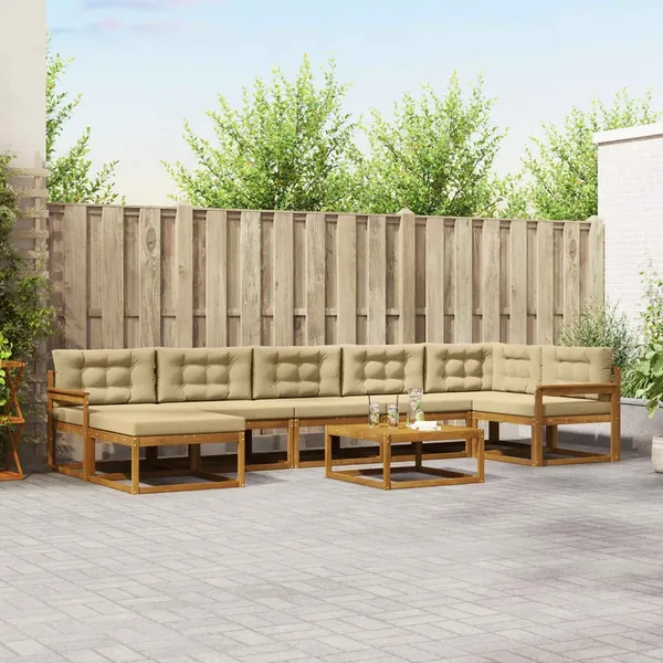Ensemble de canapés d'extérieur 8 pcs Naturel et Beige