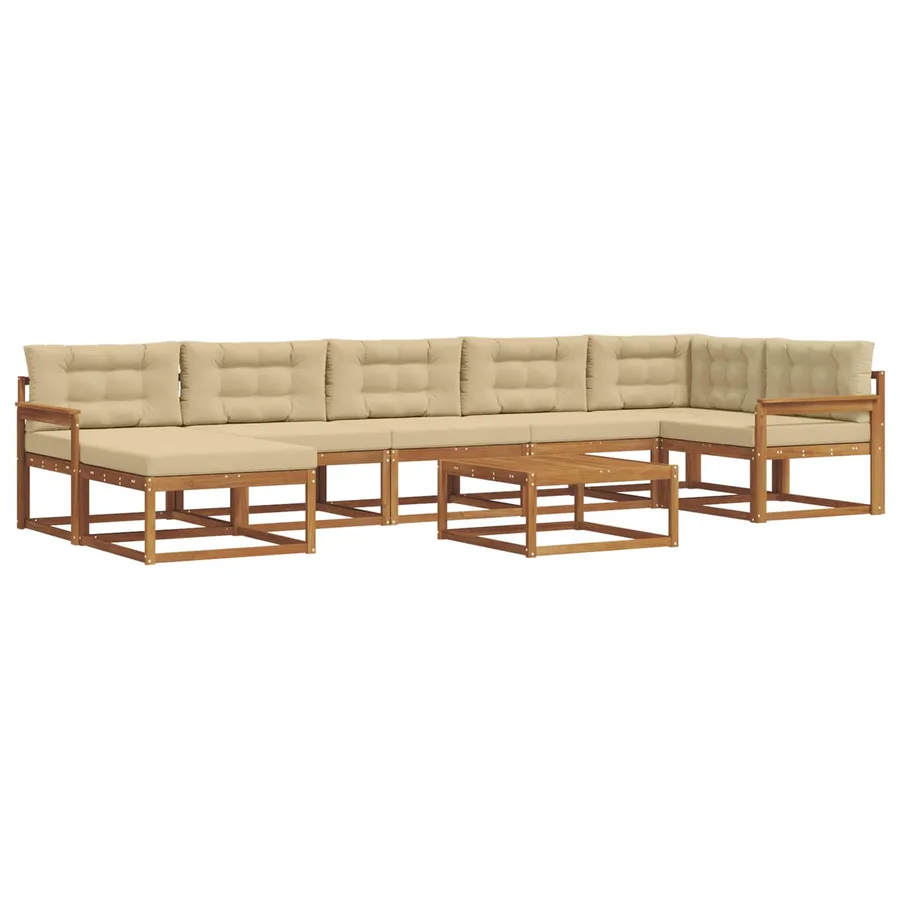 Ensemble de canapés d'extérieur 8 pcs Naturel et Beige - 2