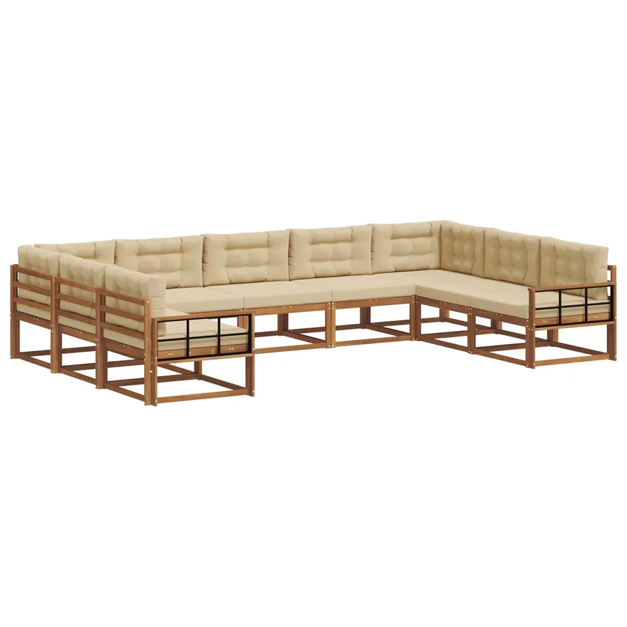 Ensemble de canapés d'extérieur 9 pcs Naturel et Beige - 2