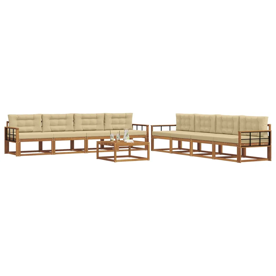 Ensemble de canapés d'extérieur 9 pcs Naturel et Beige - 3