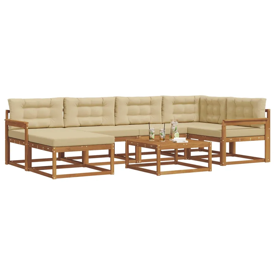 Ensemble de canapés d'extérieur 7 pcs Naturel et Beige - 3