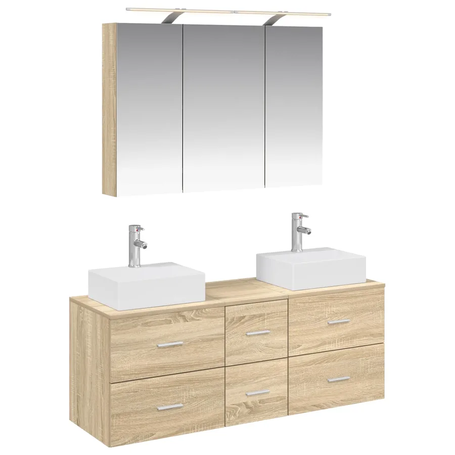 Ensemble de mobilier de salle de bain 4 pcs Chêne Sonoma - 2