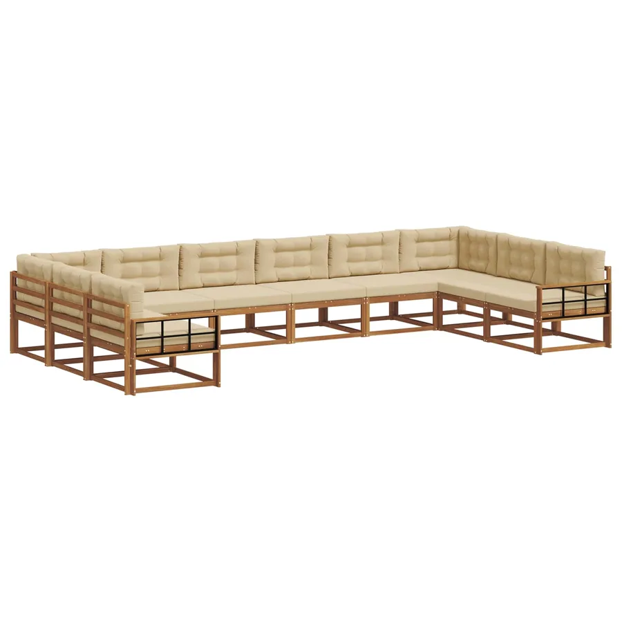 Ensemble de canapés d'extérieur 10 pcs Naturel et Beige - 2