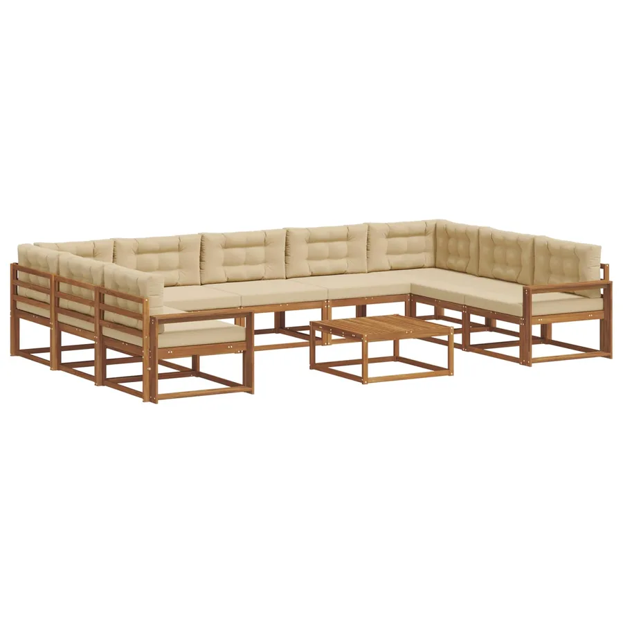 Ensemble de canapés d'extérieur 10 pcs Naturel et Beige - 2