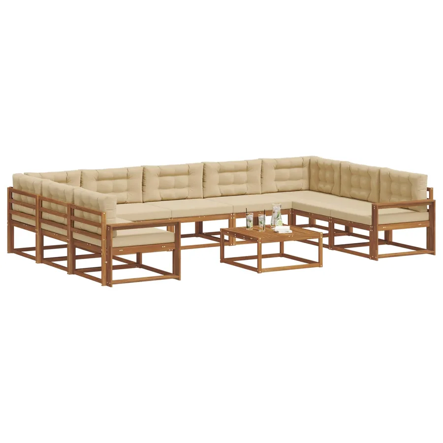Ensemble de canapés d'extérieur 10 pcs Naturel et Beige - 3