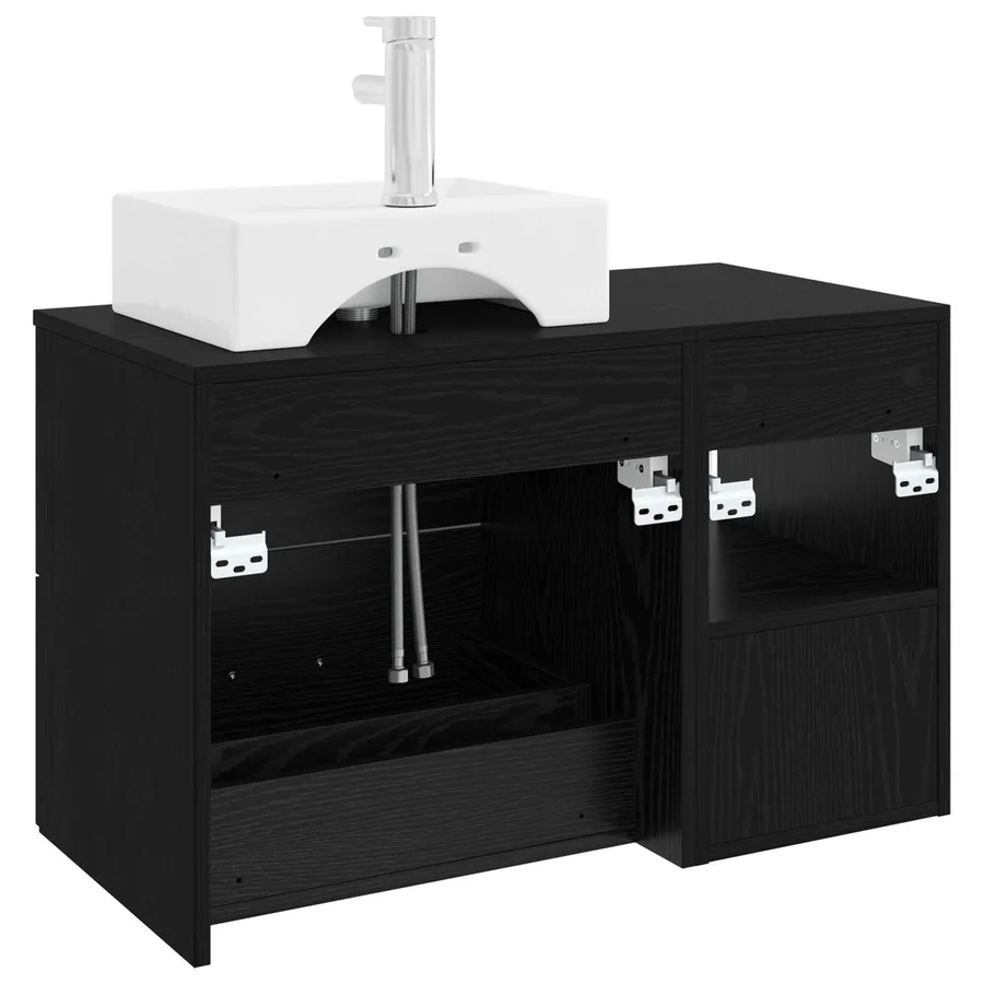 Ensemble de mobilier de salle de bain 2 pcs Chêne noir - 6