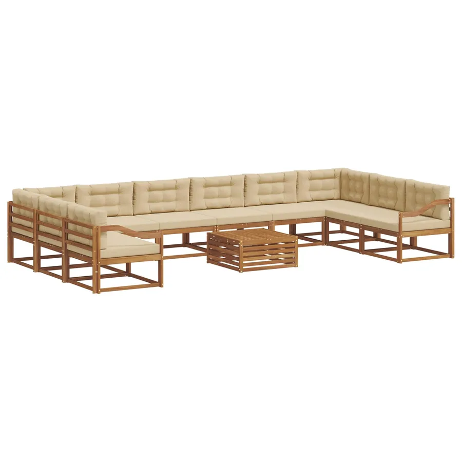 Ensemble de canapés d'extérieur 11 pcs Naturel et Beige - 2