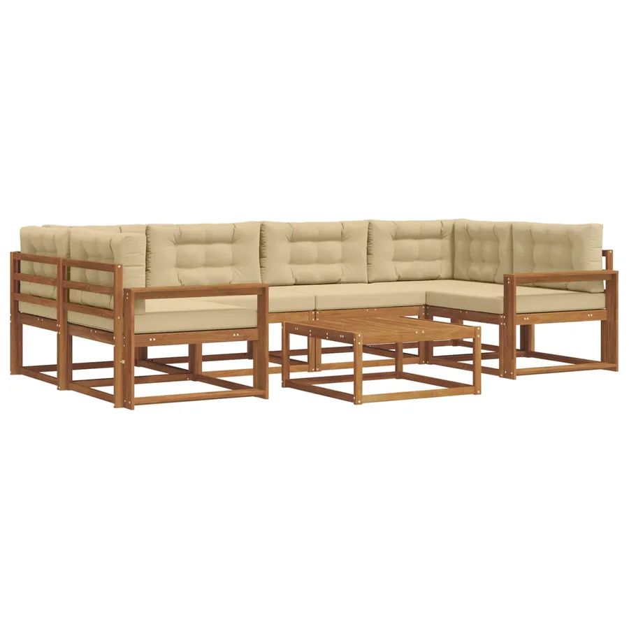 Ensemble de canapés d'extérieur 7 pcs Naturel et Beige - 2