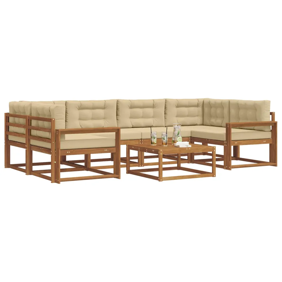 Ensemble de canapés d'extérieur 7 pcs Naturel et Beige - 3