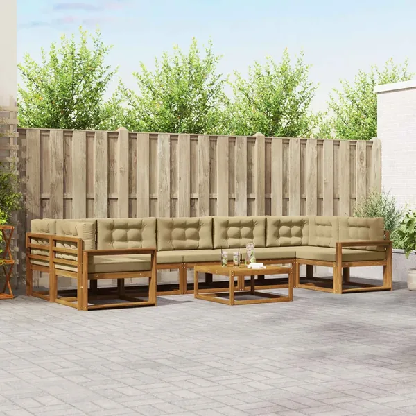 Ensemble de canapés d'extérieur 8 pcs Naturel et Beige