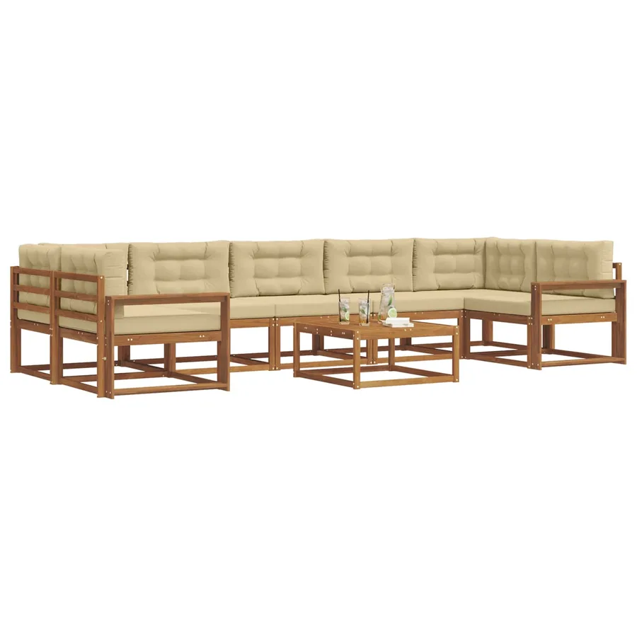 Ensemble de canapés d'extérieur 8 pcs Naturel et Beige - 3