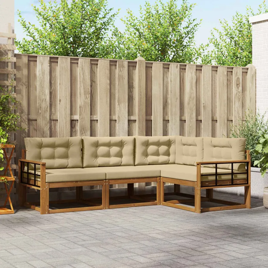 Ensemble de canapés d'extérieur 4 pcs Naturel et Beige