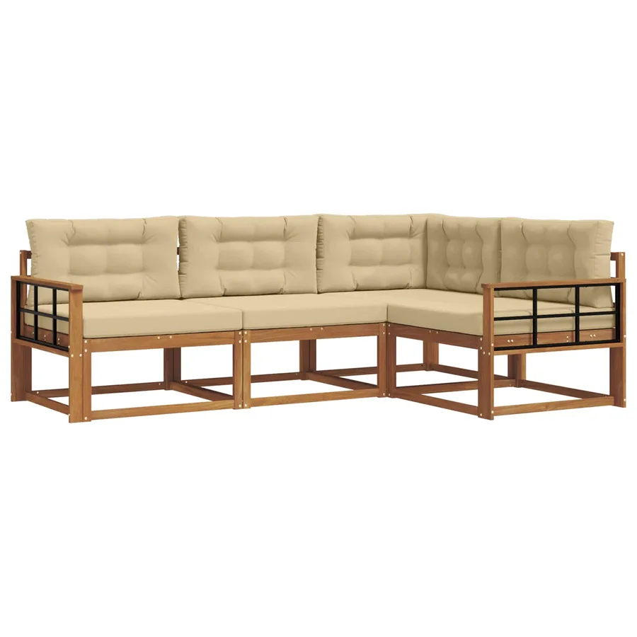 Ensemble de canapés d'extérieur 4 pcs Naturel et Beige - 2