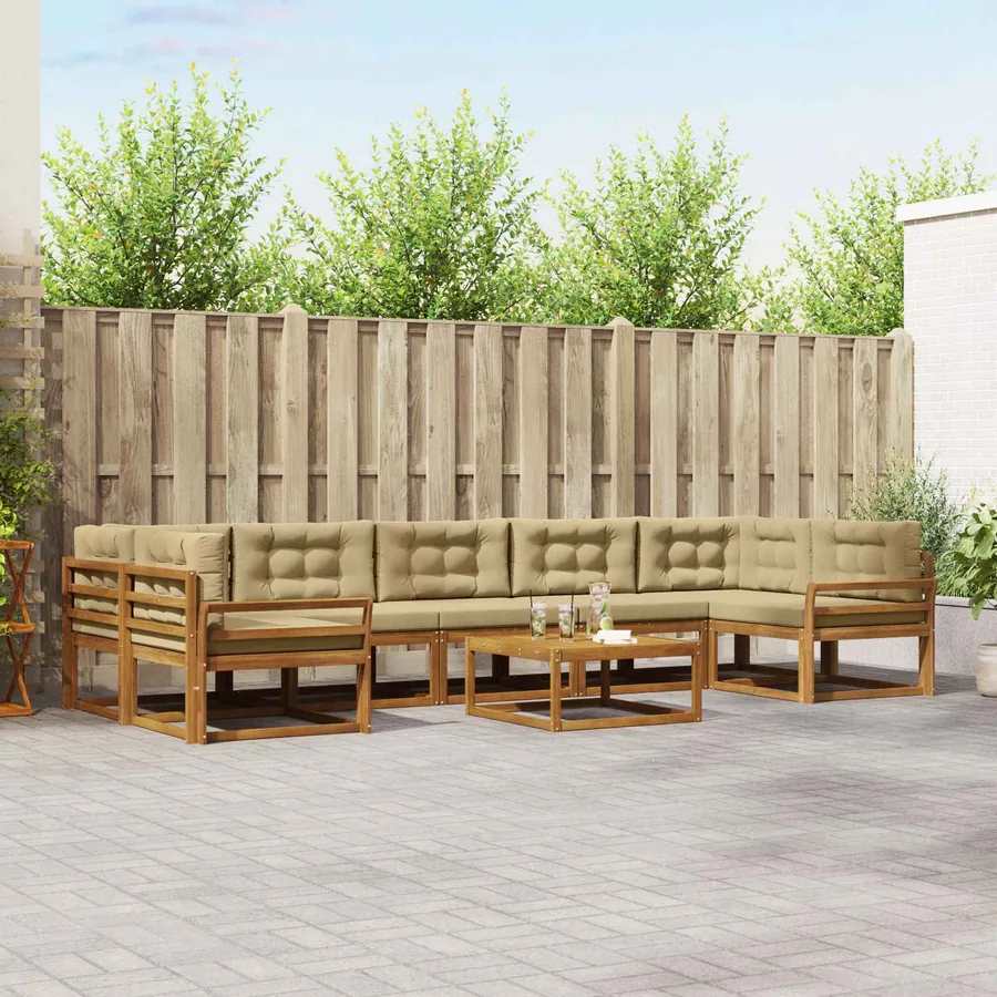Ensemble de canapés d'extérieur 8 pcs Naturel et Beige