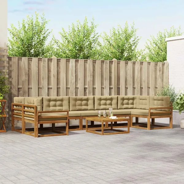 Ensemble de canapés d'extérieur 8 pcs Naturel et Beige