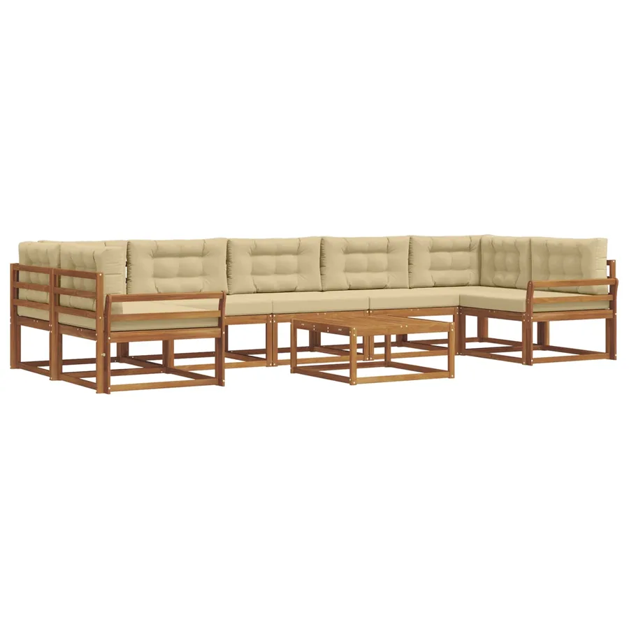 Ensemble de canapés d'extérieur 8 pcs Naturel et Beige - 2