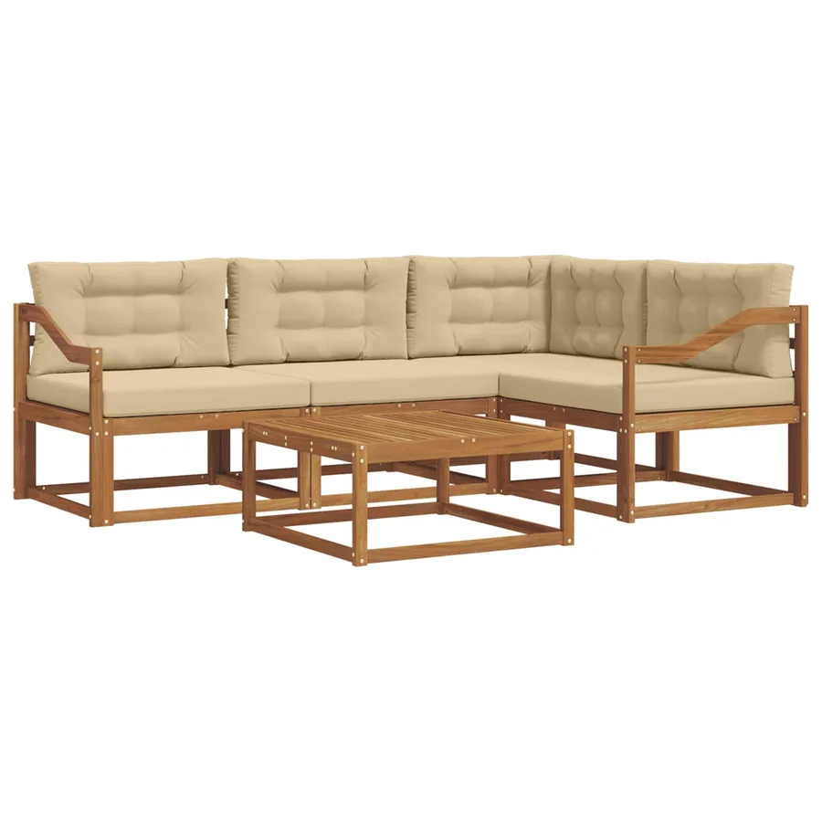 Ensemble de canapés d'extérieur 5 pcs Naturel et Beige - 2
