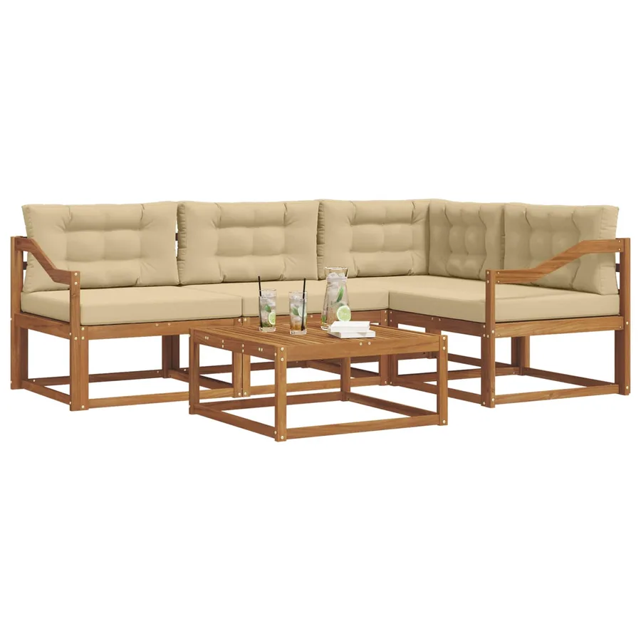 Ensemble de canapés d'extérieur 5 pcs Naturel et Beige - 3