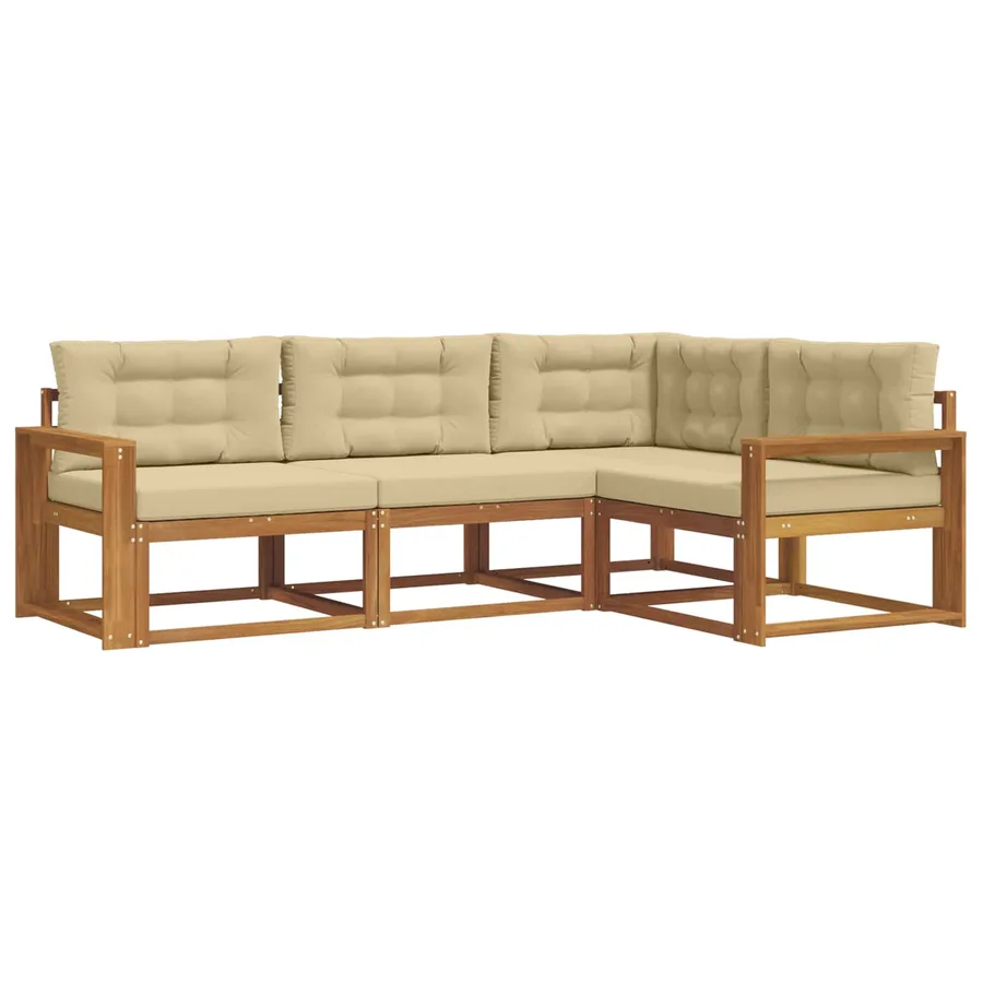 Ensemble de canapés d'extérieur 4 pcs Naturel et Beige - 2