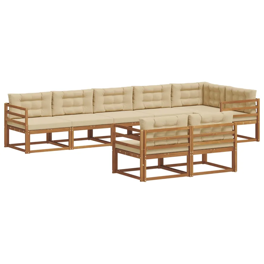 Ensemble de canapés d'extérieur 8 pc Naturel et Beige - 2
