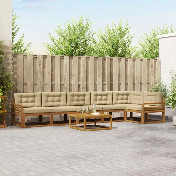 Ensemble de canapés d'extérieur 7 pcs Naturel et Beige
