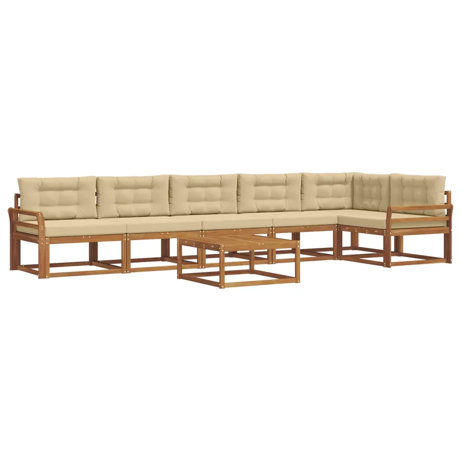 Ensemble de canapés d'extérieur 7 pcs Naturel et Beige - 2