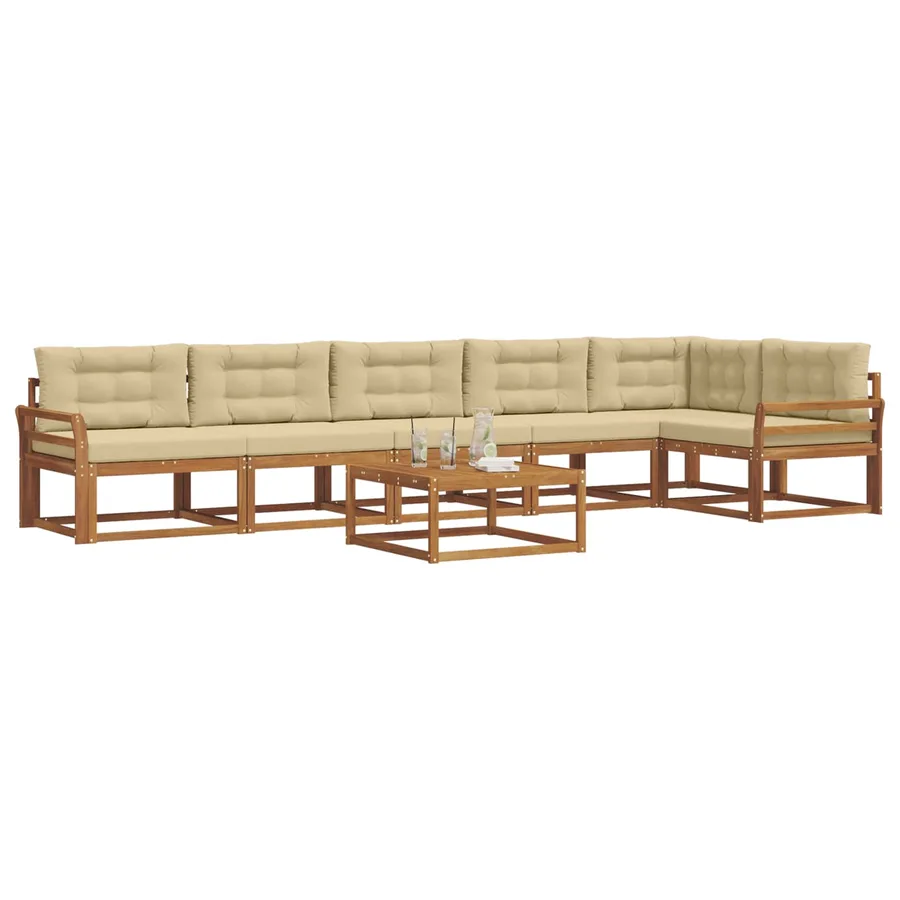 Ensemble de canapés d'extérieur 7 pcs Naturel et Beige - 3