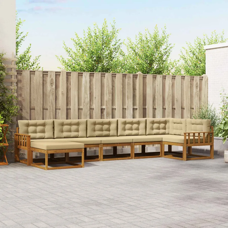Ensemble de canapés d'extérieur 7 pcs Naturel et Beige