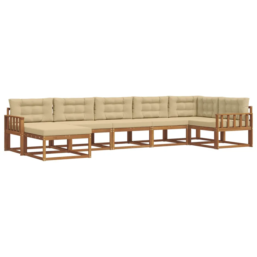 Ensemble de canapés d'extérieur 7 pcs Naturel et Beige - 2