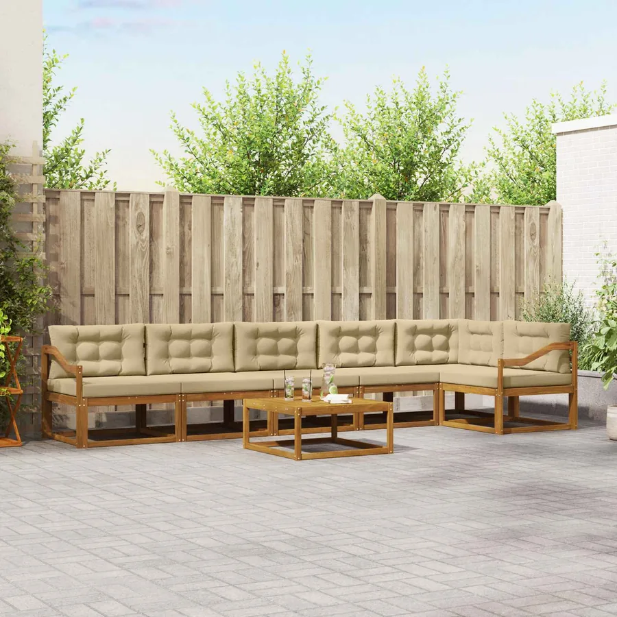 Ensemble de canapés d'extérieur 7 pcs Naturel et Beige