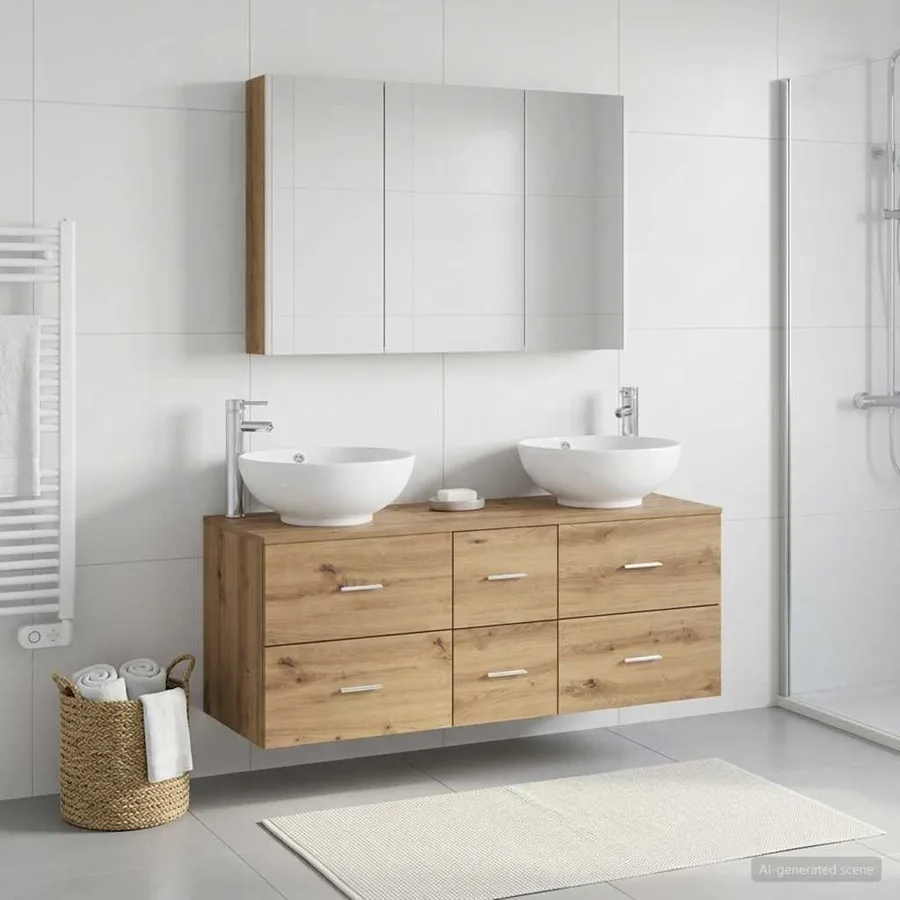 Ensemble de mobilier de salle de bain 4 pc Chêne artisanal