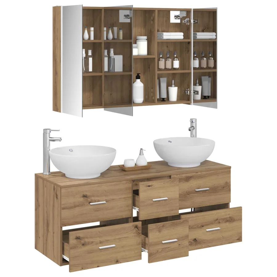 Ensemble de mobilier de salle de bain 4 pc Chêne artisanal - 3