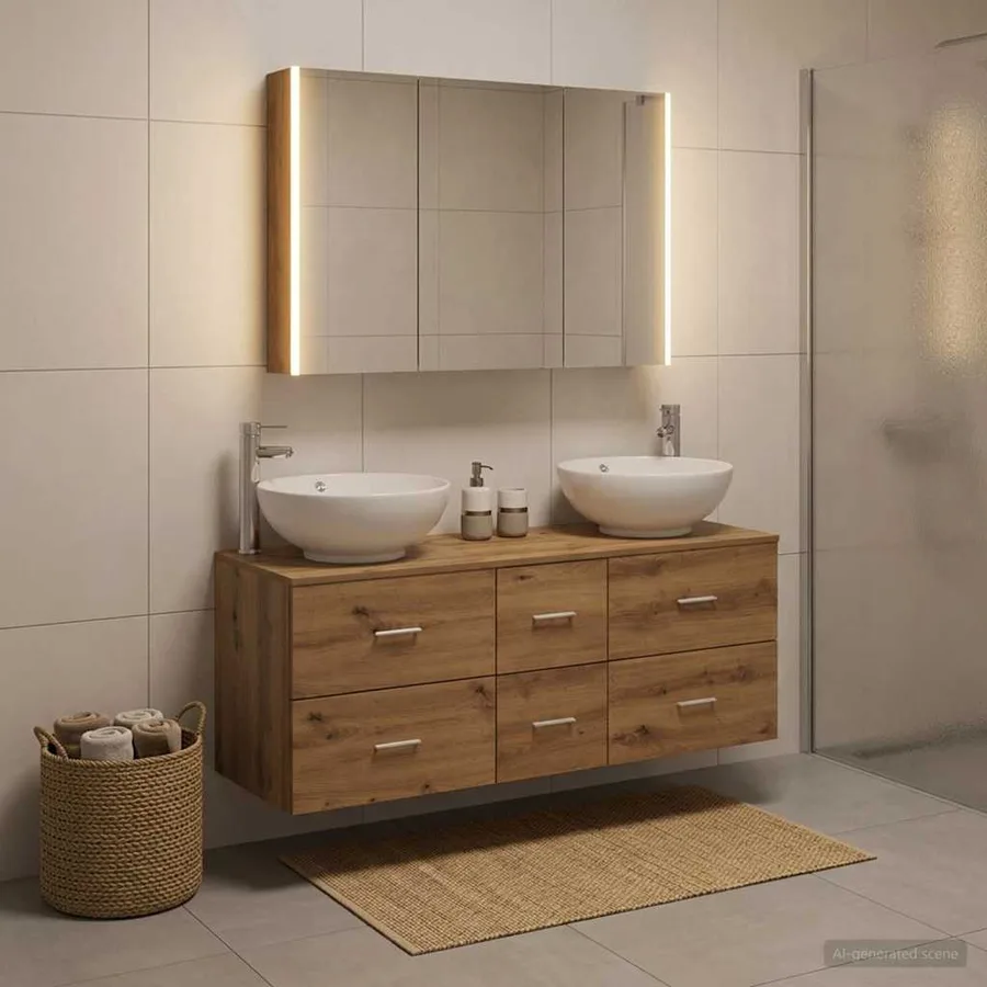 Ensemble de mobilier de salle de bain 4 pc Chêne artisanal - 4